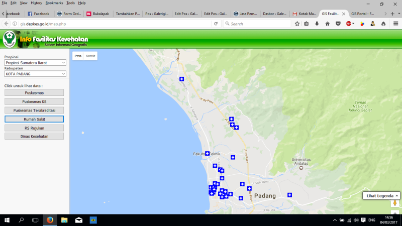 Pemanfaatan Web GIS sebagai penyebaran rumah sakit